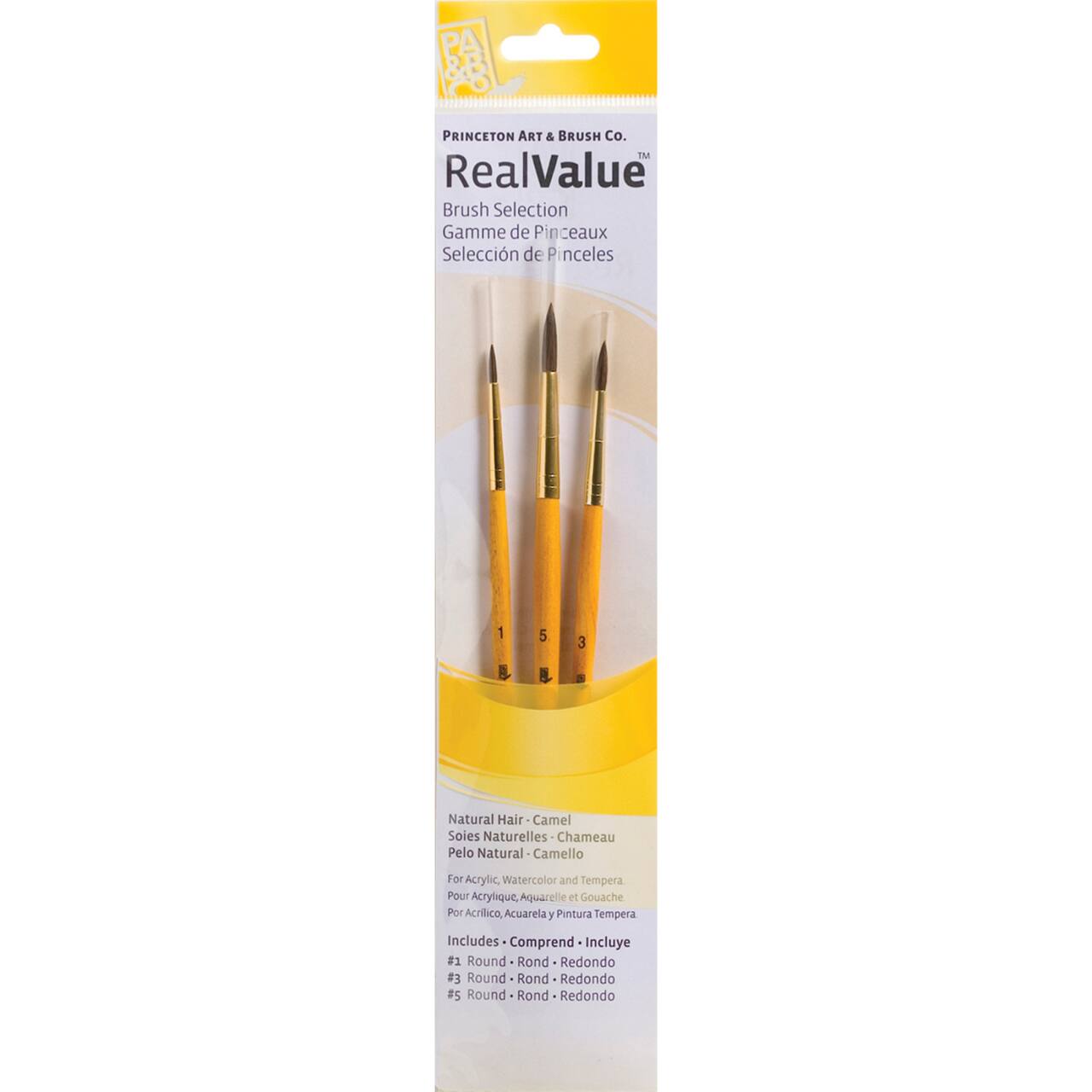 Princeton™ RealValue™ Synthetic Hair Round 3 Piece Brush Set